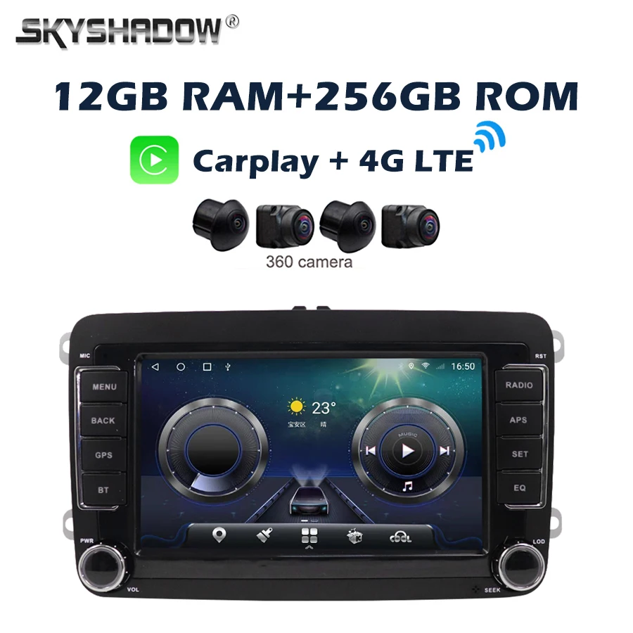 360 Camera 12G+256G IPS Carplay Android 14.0 Car DVD Player GPS WIFI Bluetooth RDS Radio For VW Golf Polo Jetta Tiguan Passat