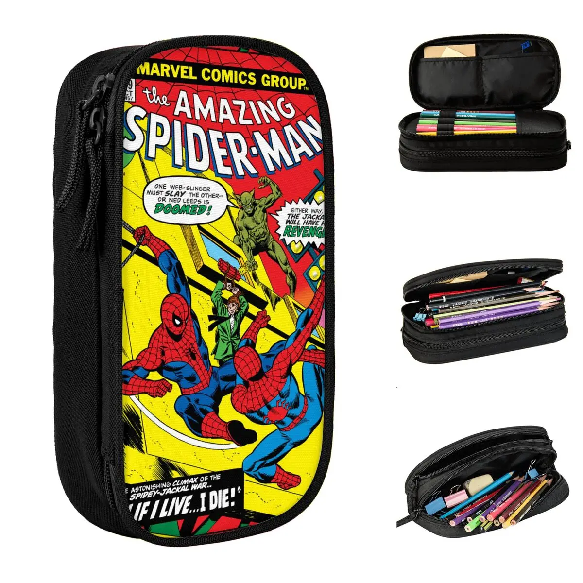 Spiderman Pencil Cases Classic The Amazing Spider-Man Pen Holder Bag Girl Boy Big Capacity Students School Gifts Pencil Pouch