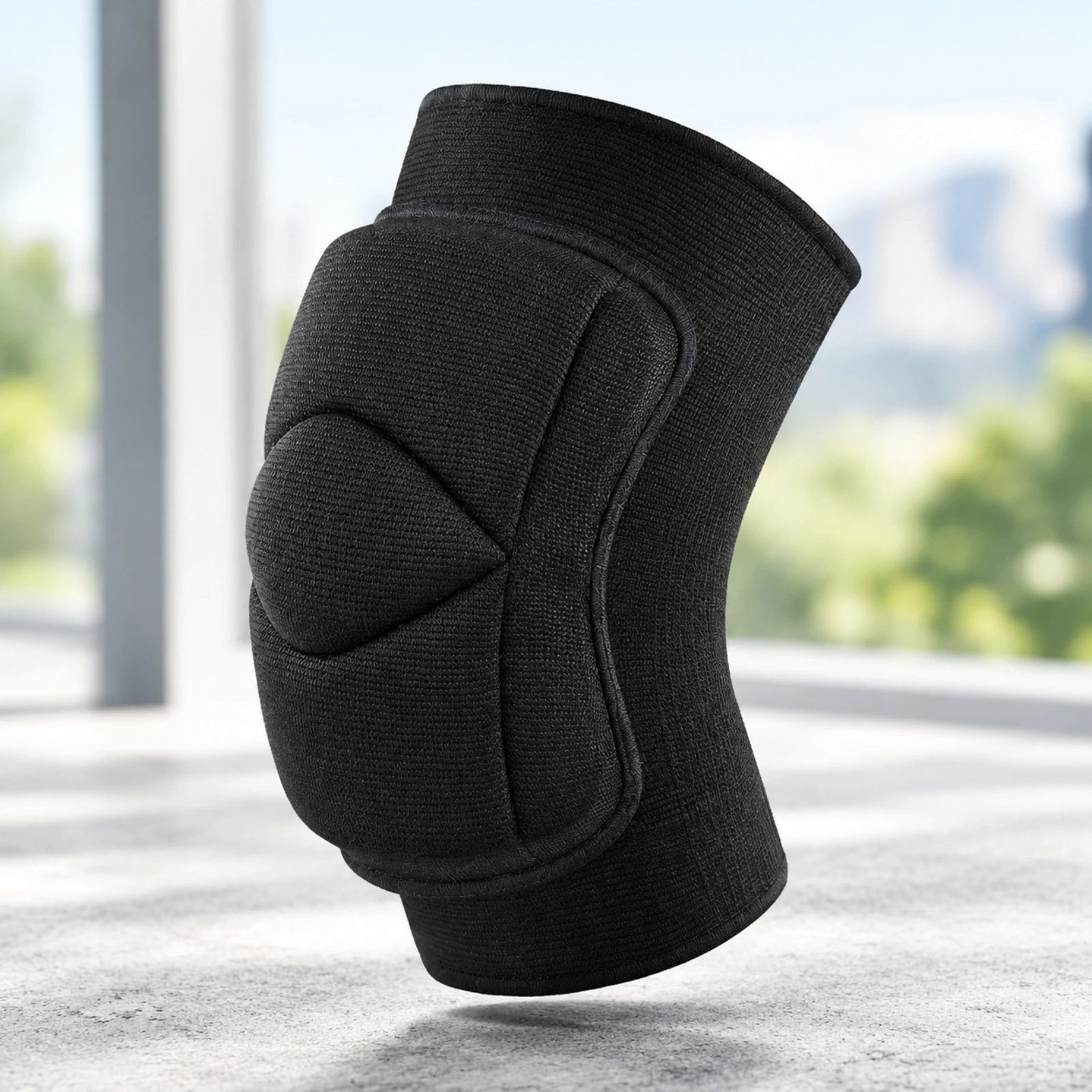 Sponge Knee Protector with Front Cushioning Pad Sturdy Elastic Knitted Knee Support with Side Padding Stretch-Fit Close-Fitting