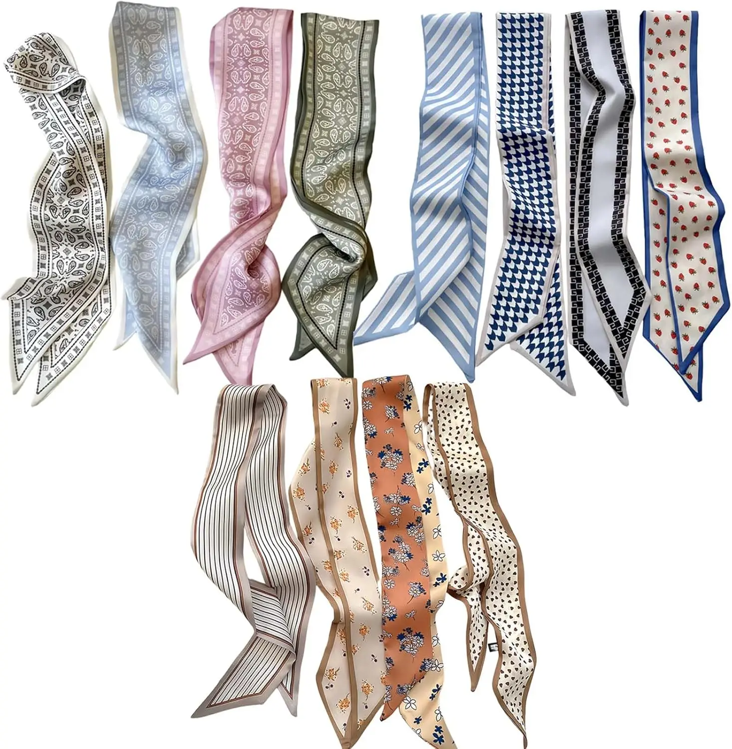 

24PCS Women's Fashion Scarves, Multifunctional Neck Scarves for Bags and Hair Accessories