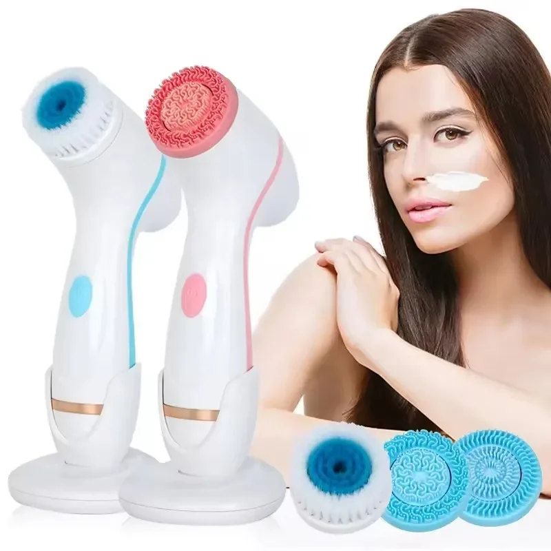 

Electric Cleansing Brush 3 In 1 Sonic Rotating Cleansing Brush Galvanic Facial Spa System Deeply Clean Remove Blackheads Tool