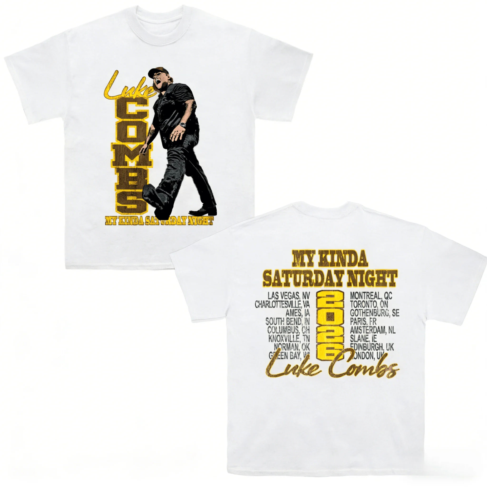 2026 New Luke Combs TOUR My Kinda Saturday Night Men's Clothing T-Shirt Cotton Short Sleeve Fans Gift Y2k Popular Summer T Shirt