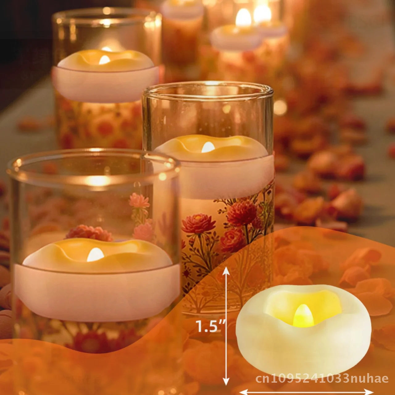 

2-Inch LED Floating Candle for Water Romantic Wedding Home Pool Decoration Cross-Border Hot Sale Amazon Glass Craftsmanship
