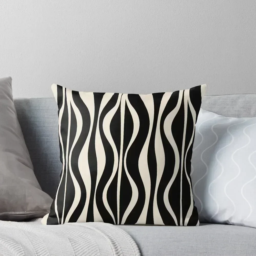 

Hourglass Abstract Midcentury Modern Retro Mod Pattern in Black and Almond Cream Throw Pillow