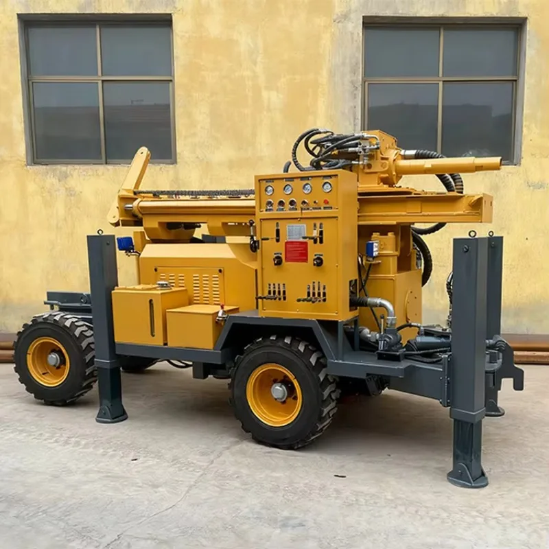 Customized 300m Hydraulic Rotary Hammer Rubber Wheel Water Well Drilling Rig Pump Portable Borehole Factory Price
