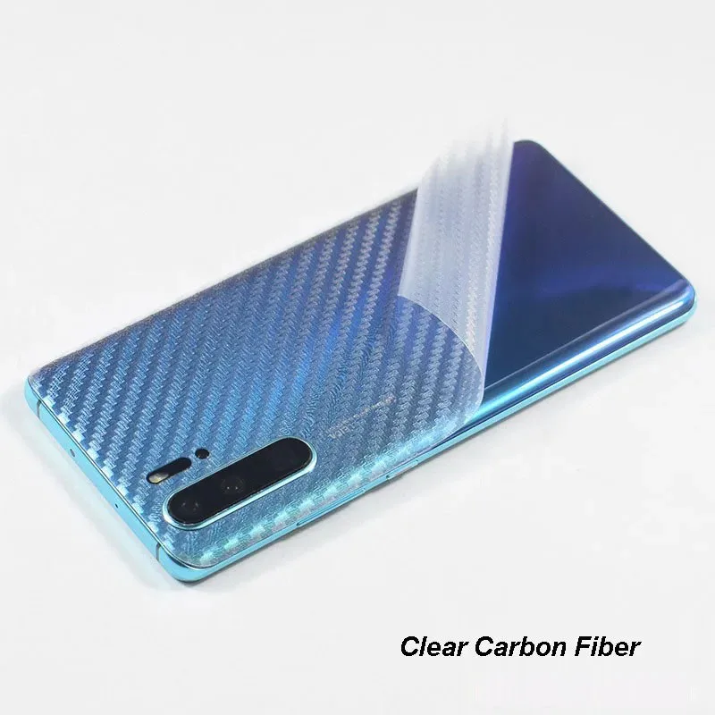 Transparent 3D Carbon Fiber Soft Film For HUAWEI P40 P30 P20 Pro Mate 30 Matte Drawing Phone Back Sticker For Nova 5 Plus 3e 3i