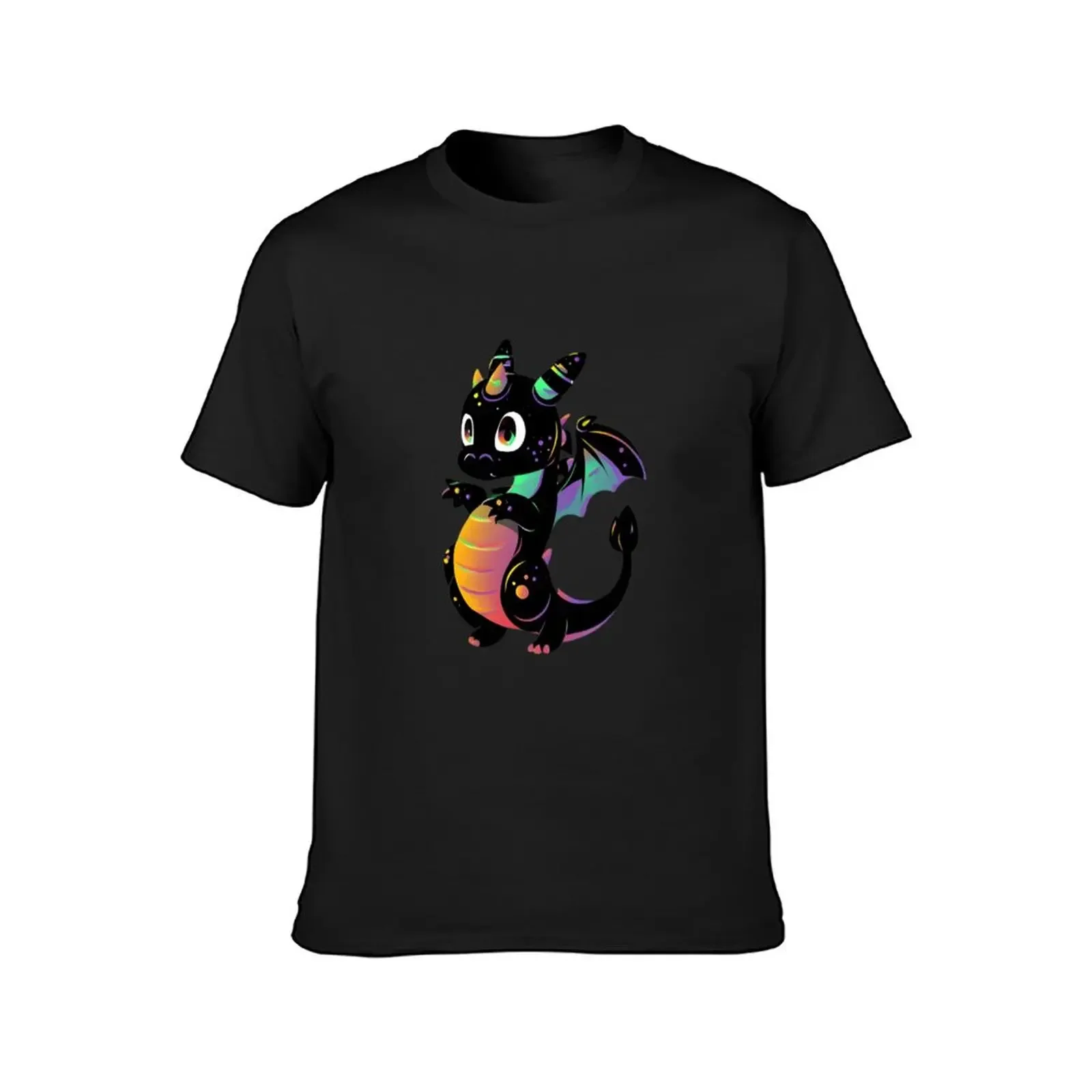 Cute Magical Black Dragon Illustration T-Shirt man t shirt tops blacks t shirts men