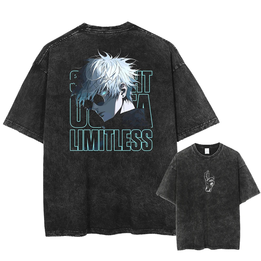 2026 Anime Jujutsu Kaisen Nanami Kento Printed T-shirt Men's and Women's Washed T-shirt High Quality Vintage Cotton T-shirt Top