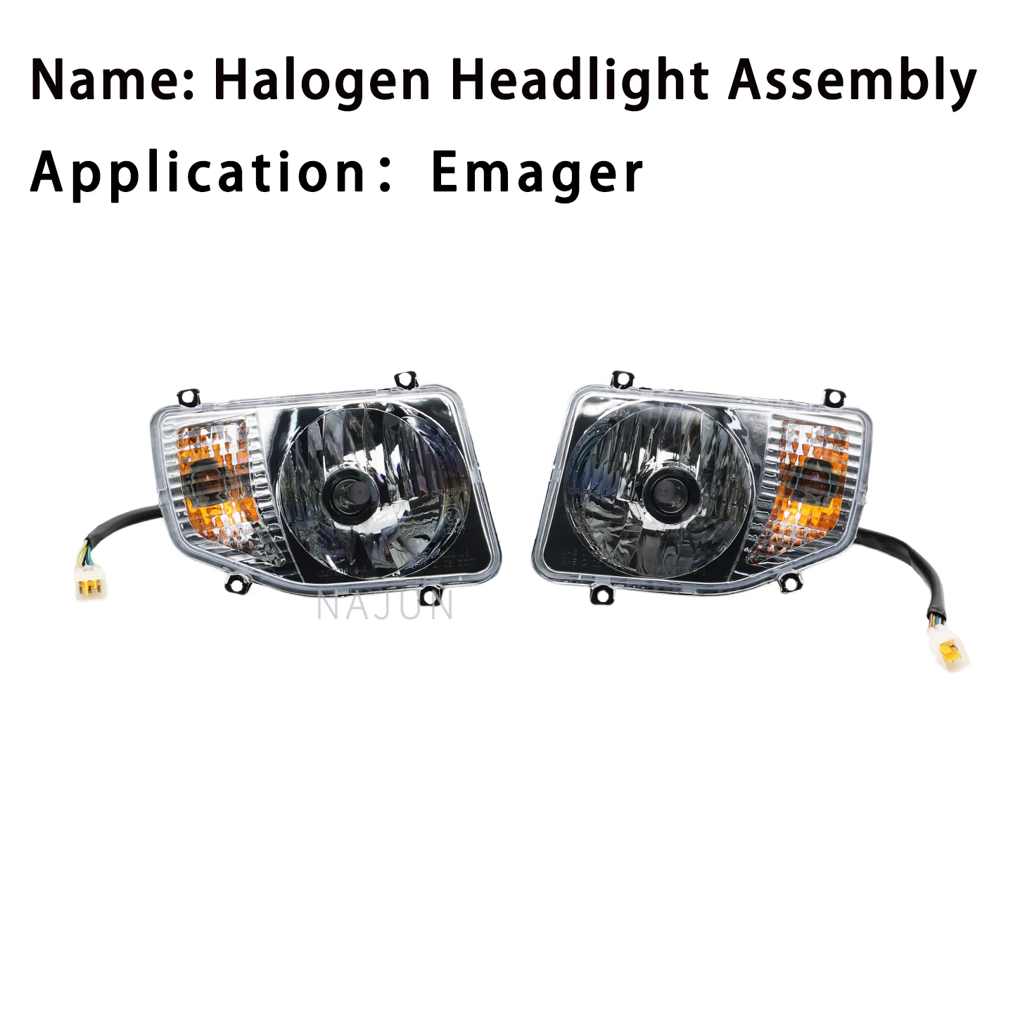 Marshell Golf Cart Parts Halogen Headlight Assembly Set Right Left for Emager Electric Golf Cart