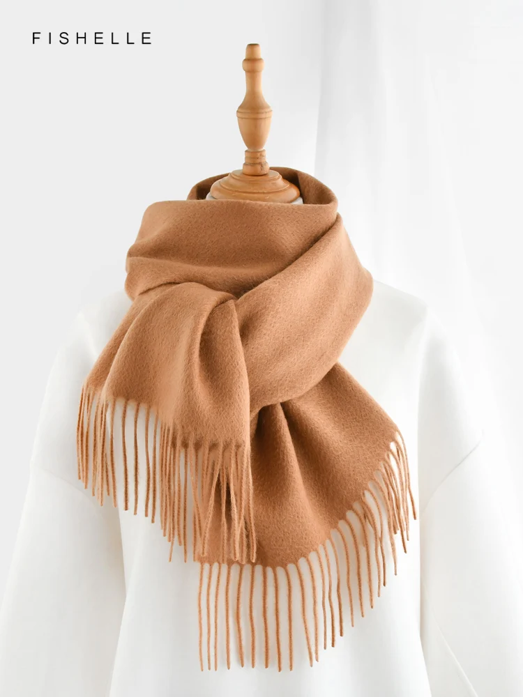 New Solid Classic Caramel Camel Pure Cashmere Scarf Women\'s Winter Warmth Scarves Men\'s New Year Birthday Adults Luxury Gifts