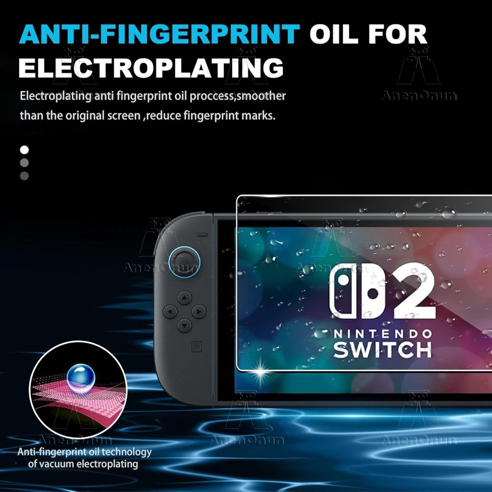 強化ガラススクリーンプロテクター Switch 2 用 2.5D アークエッジ 9H 硬度 飛散防止 傷防止 指紋防止 HD バブルフリー