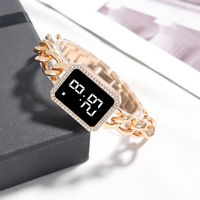 Women's Trend Temperament Bracelet Diamond Watch Square Touch Female Simple LED Electronic Digital  Watches