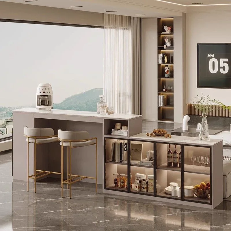 

Slate bar counter Solid wood table Household integrated dining side cabinet Living room wall wine cabinet Sofa backrest cabinet