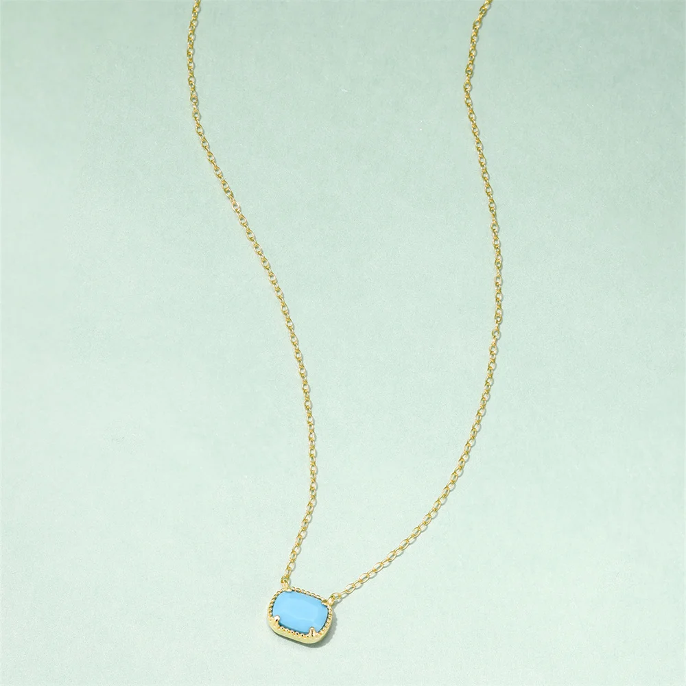 AIDE 925 Sterling Silver Retro Turquoise Pendant Chokers Necklace for Women Cute Small Moon Star Pendant Clavicle Necks Jewelry view 6