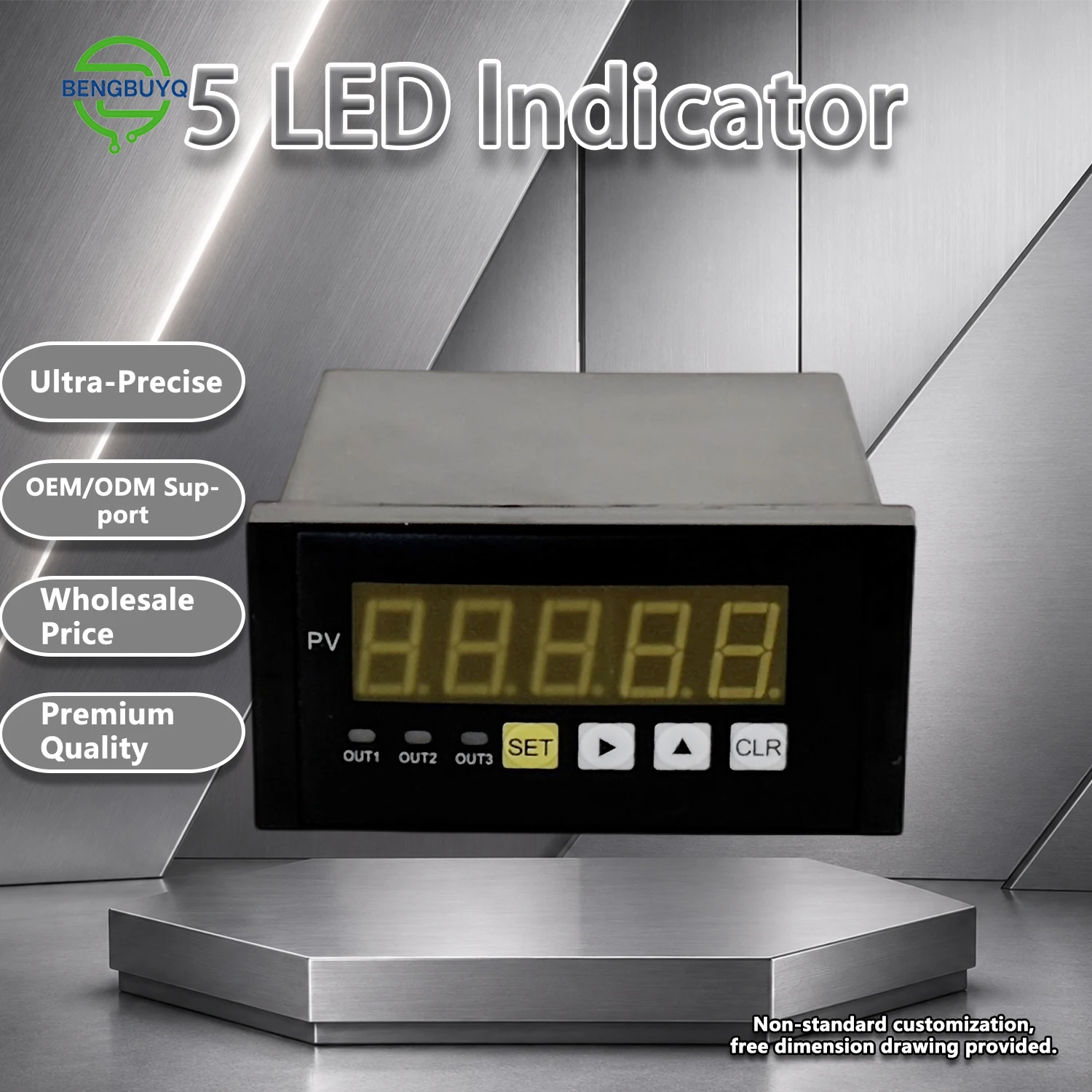 Panel Mount Load Cell Controller 5-Digit Red LED Display ±0.2% Accuracy Force Monitor for Industrial Automation