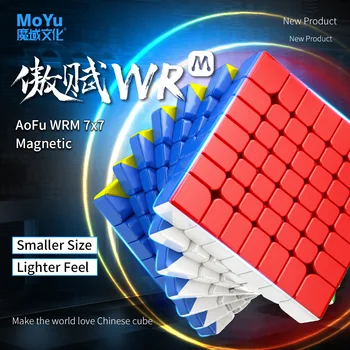 MOYU AoFu WRM 7X7 마그네틱 매직 스피드 큐브 스티커리스 전문 피젯 장난감, Moyu Aofu 7x7 WR M Cubo Magico 