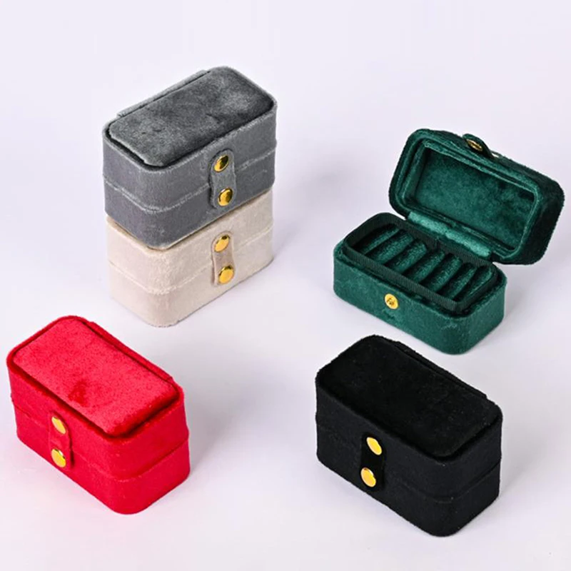 &Mini Flip-top Ring Box Portable Stud Earrings Jewelry Box Oval Velvet Ring Storage Box Jewelry Boxes And Packaging