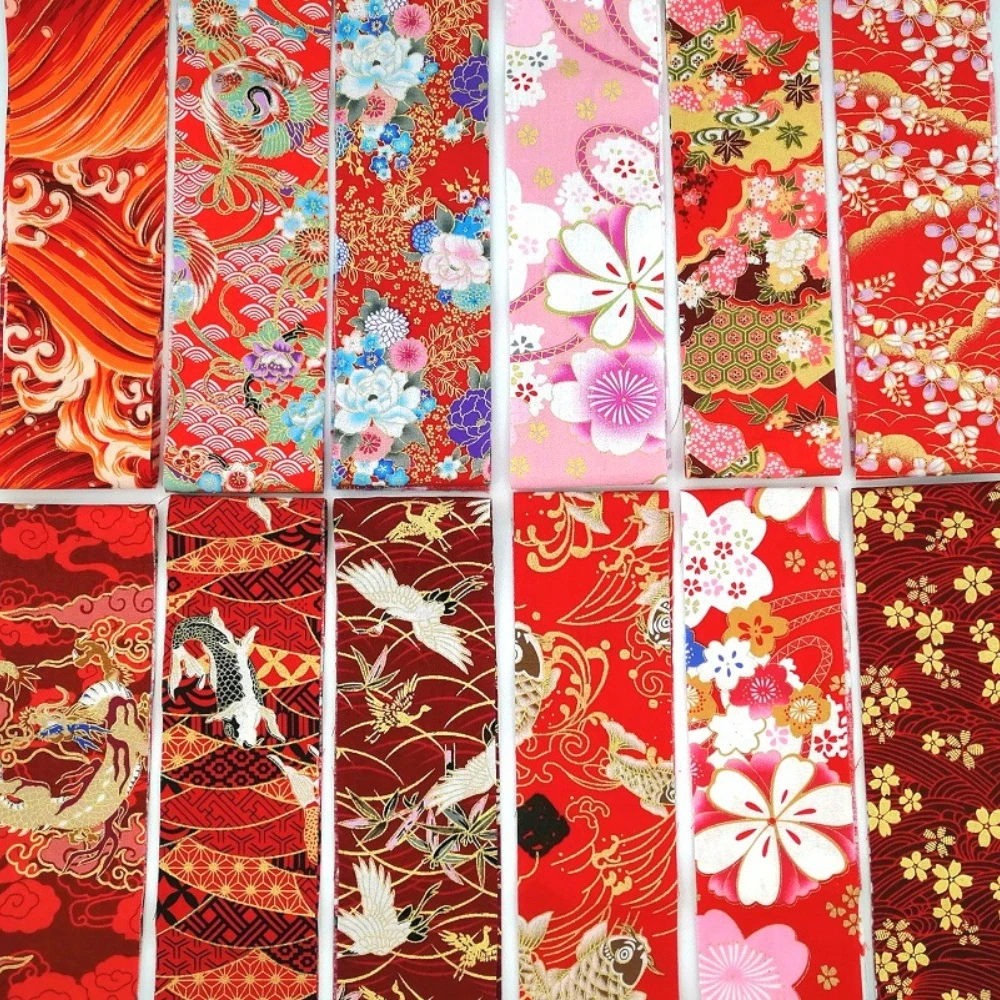 Cotton Fabric Strips Crafts Bundle Printed Floral Japanese Style Patterns Patchwork Quilting Fabric Strips DIY Artcraft Handwork