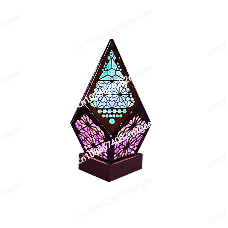 Bohemian style night light wooden decorative ornament starry sky light laser cutting floor projection light