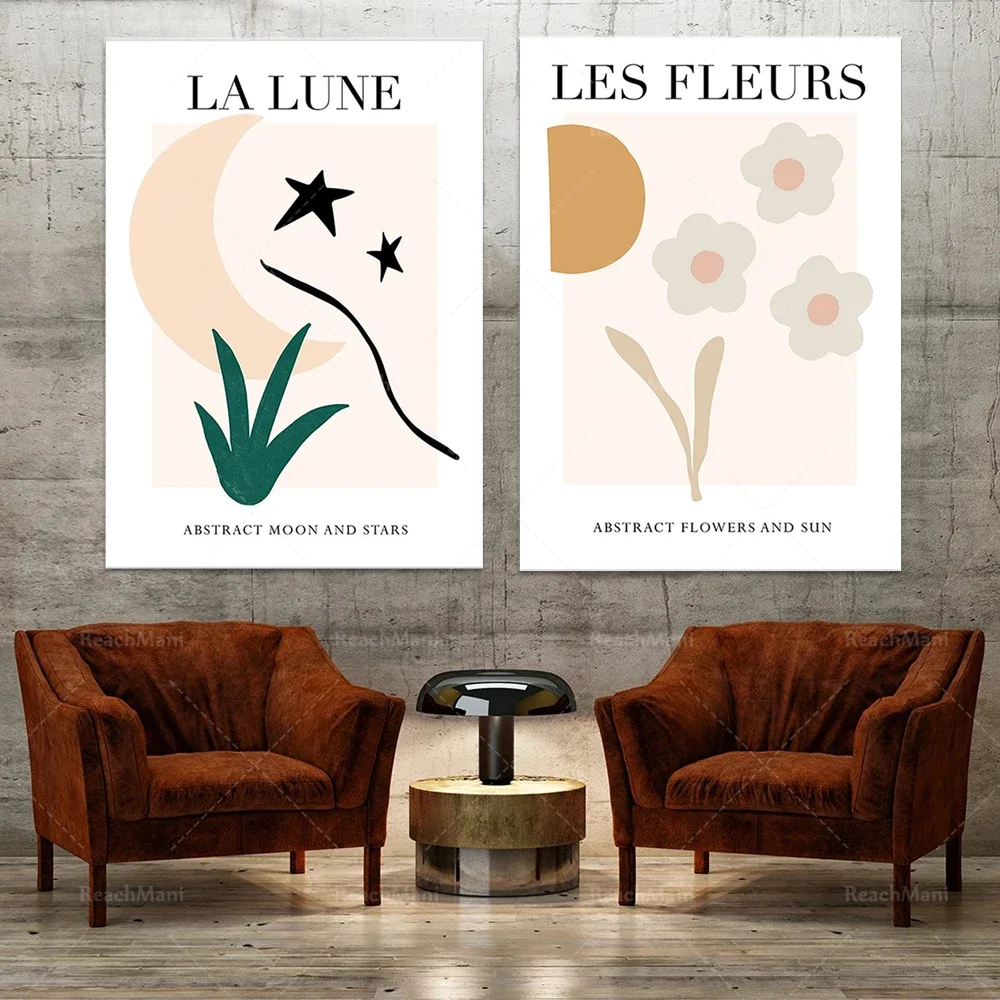 Matisse Inspired Print-La Lune, French style, Henri Matisse, moon, modern abstract artist residence exhibition poster, minimalis