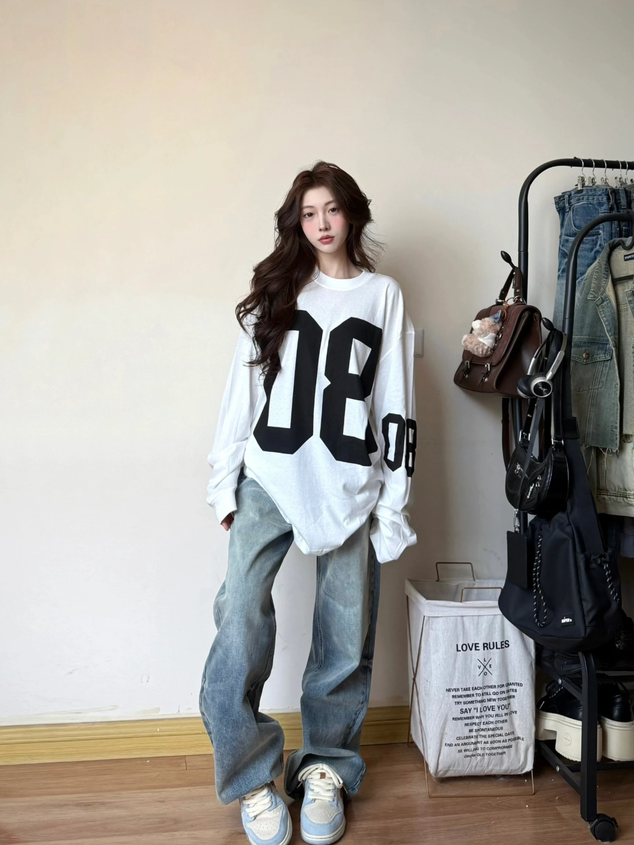 Loose Fit Pure Cotton Long Sleeve T-Shirt Women's Spring Autumn Design Casual Versatile Base Layer Top for Various Activities