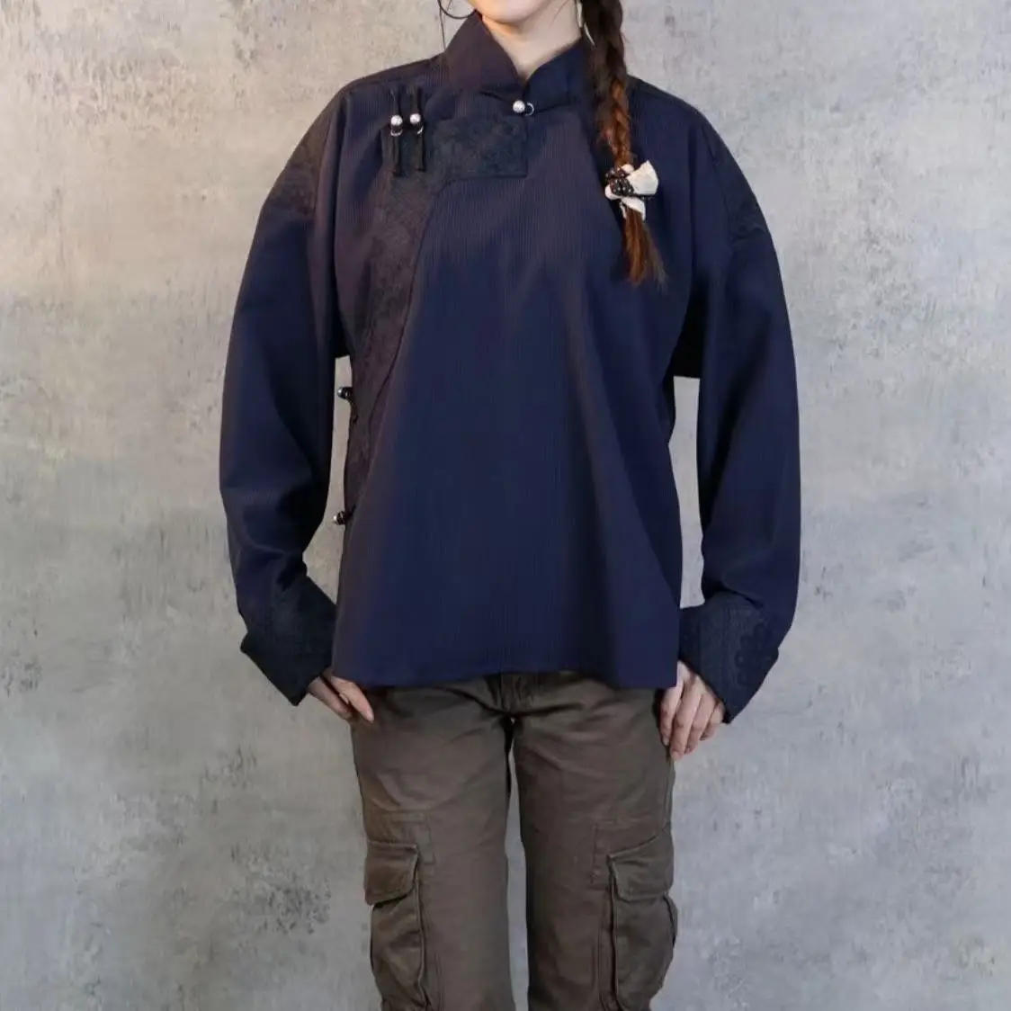 Tibetan Style Coat Men Women Traditional Standing Collar Slanted Button Tops Vintage Fashion Blouse National Overcoat Male