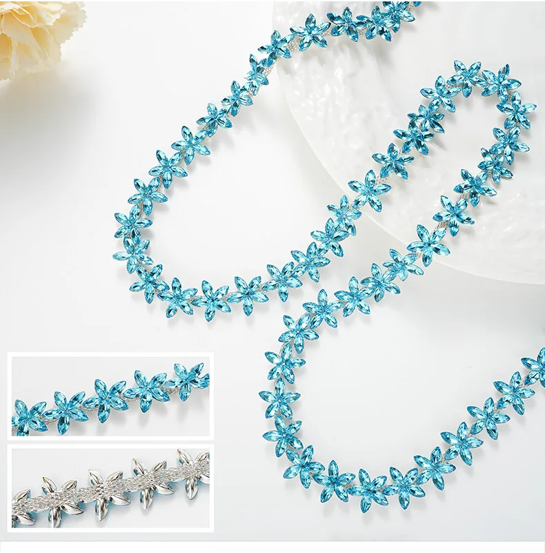 10 Yards Strasskette Kristalldiamant DIY Bastelzubehör Blumenförmiges Strassband Nähzubehör Geschenke Dekoration – Detail 8