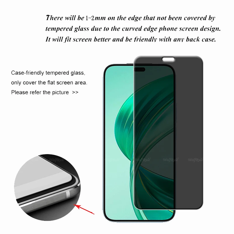 4Pcs For Honor X8B Glass Huawei Honor X8B Tempered Glass Protective HD 9H Privacy Anti-Spy Cover Glue Screen Protector Honor X8B