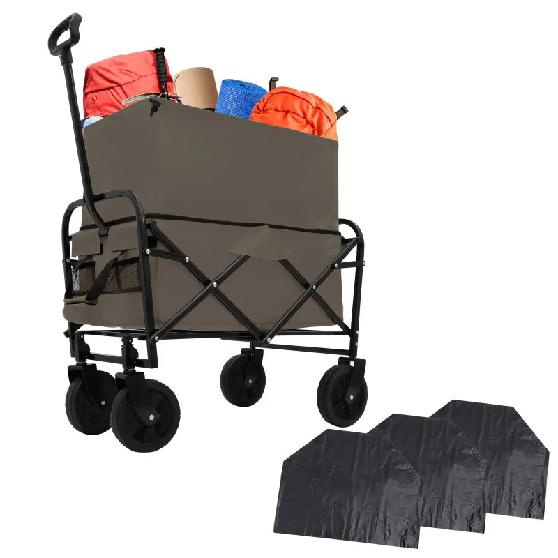 

Collapsible Foldable Wagon Cart Beach Wagon Utility Cart Utility Wagon Grocery Cart 3pcs Plastic Liner Bag Cover Olive Green