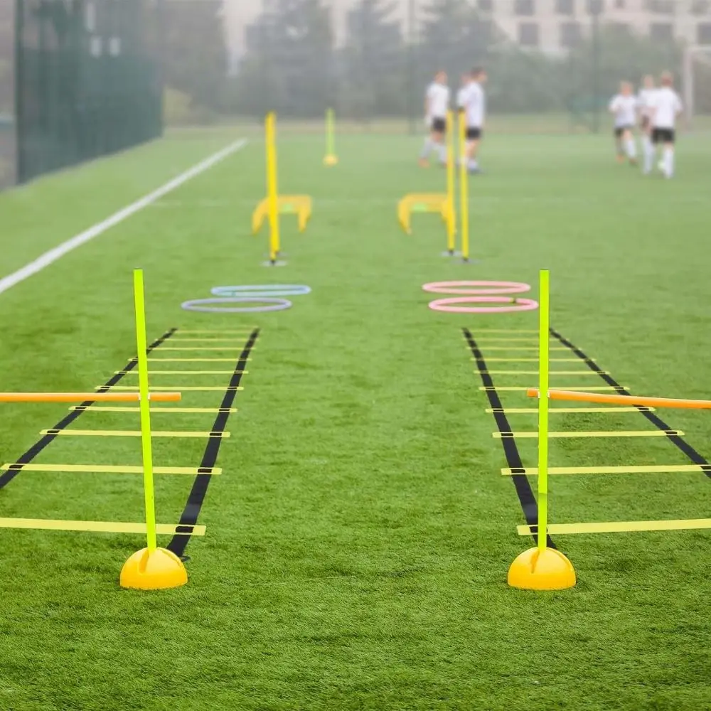 Fußball-Trainingsleiter mit Nylongurt, verstellbares Geschwindigkeitstraining, Flexibilität, Geschwindigkeitsleiter, langlebig, tragbar, Fitness-Treppenleiter