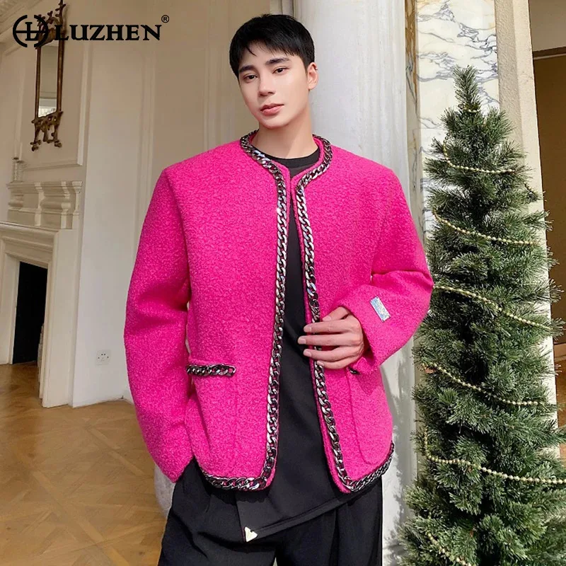 LUZHEN Woolen Small Fragrant Style Personalized Decorative Jacket Designer New Niche Retro Versatile Korean Men's Coats LZ7992