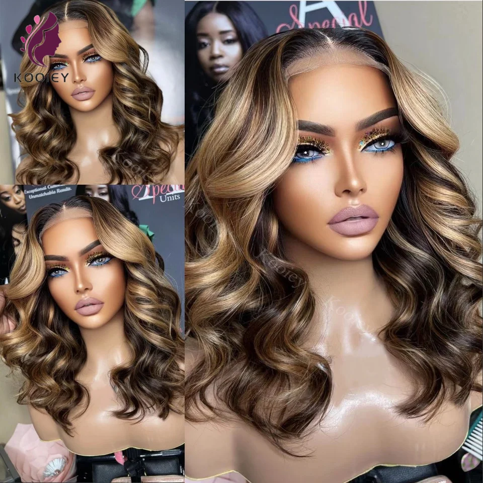 

200 Density Highlight Body Wave Human Hair Wig 13x4 13x6 Hd Transparent Lace Frontal Wigs For Women Honey Blonde Lace Front Wig