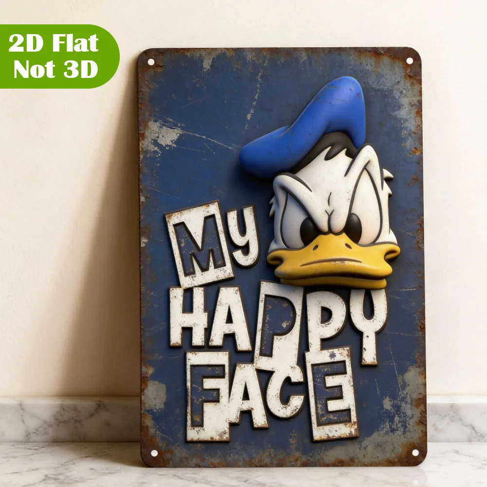 Vintage Grumpy Duck Face Metal Sign - 