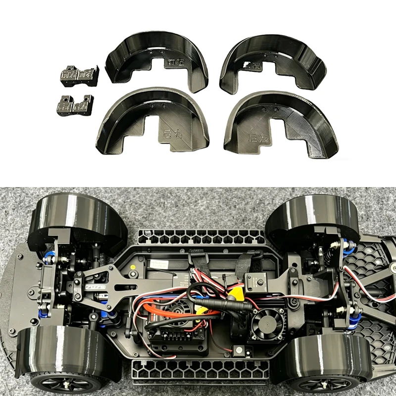 1Set For 1/10 Scale MJX 10306 RC Car Truck Simulation Front Rear Fenders Dust Mud Prevention TPU Modified Mudguard DIY Parts