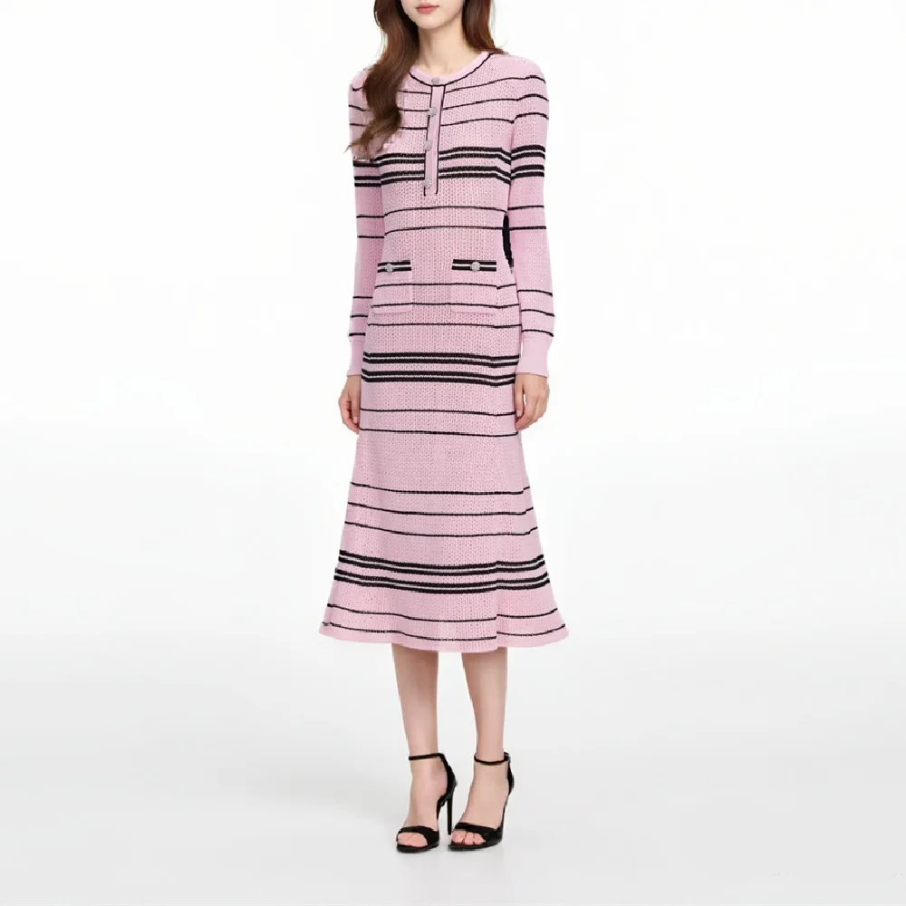 

2026 Summer Women's Elegant Dress, Knitted Striped Bodice, Women's Bodycon Dress, Y2K New Fashion Party Dress bra