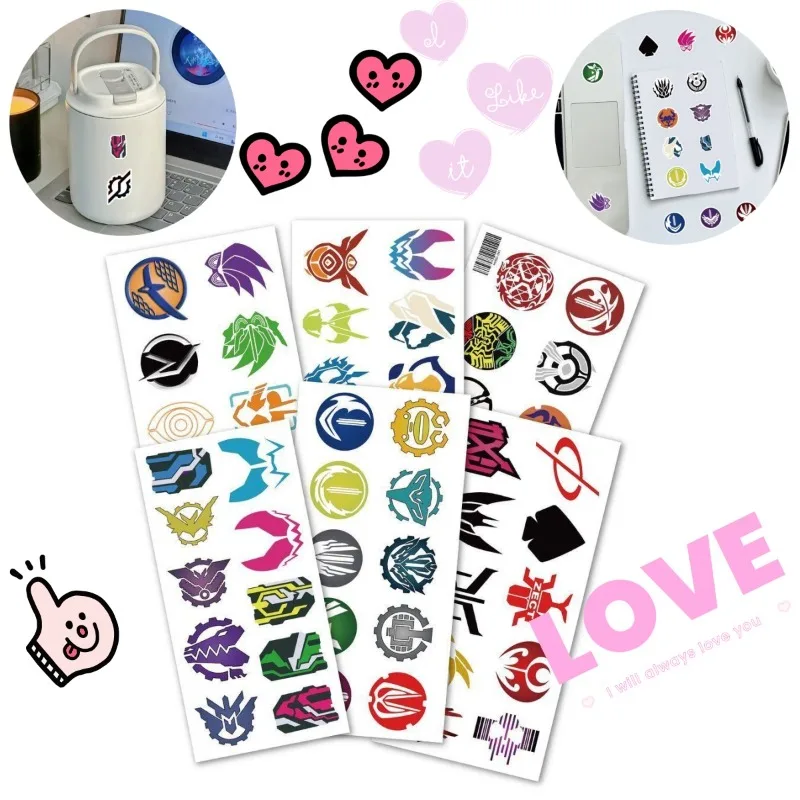 60 Sheets Kamen Rider Logo Stickers Creative Decals Waterproof for Laptop Phone Luggage Notebook Scrapbook Decor