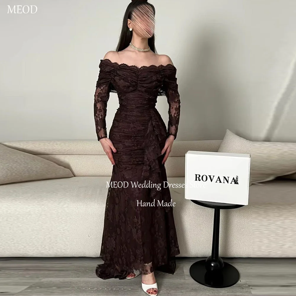 

MEOD Lace Formal Evening Dresses Strapless Mermaid Women's Wedding Party Attire Floor Length Backless Prom Dresses Customized