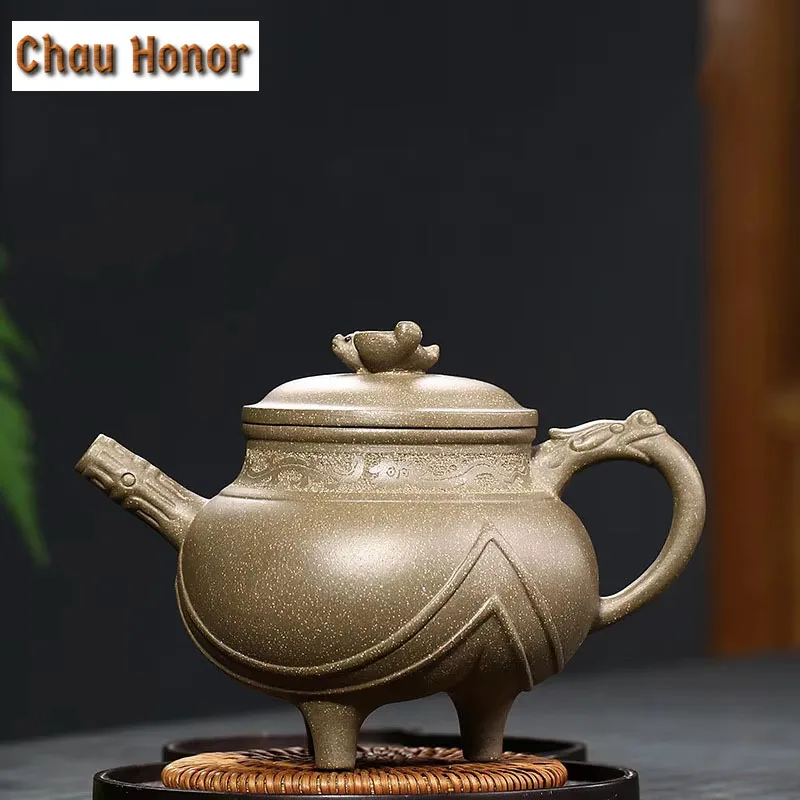 310ml High-end Yixing Raw Ore Cyan Lime Mud Purple Clay Teapot Household Kung Fu Tea Set Tea Ceremony Accessories Drinkware Gift