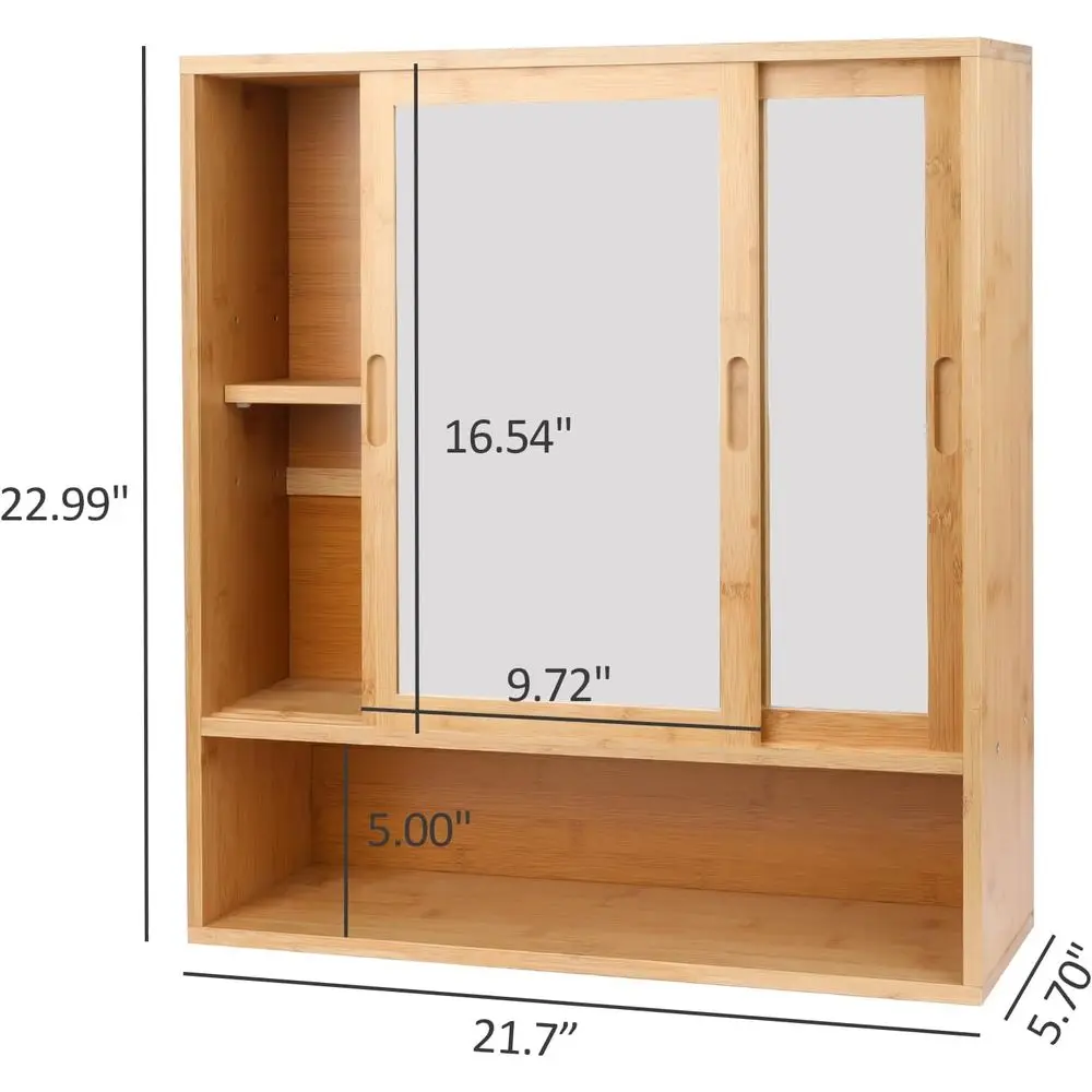 خزانة حمام من الخيزران، خزائن طبية بمرآة، خزانة حمام مثبتة على الحائط مع مساحة تخزين، خزائن طبية مع مرآة، فوق #3