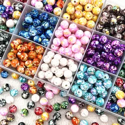 50pcs 8mm Flowering Round Acrylic Beads Loose Spacer Beads for Jewelry Making DIY Bracelet Accessories