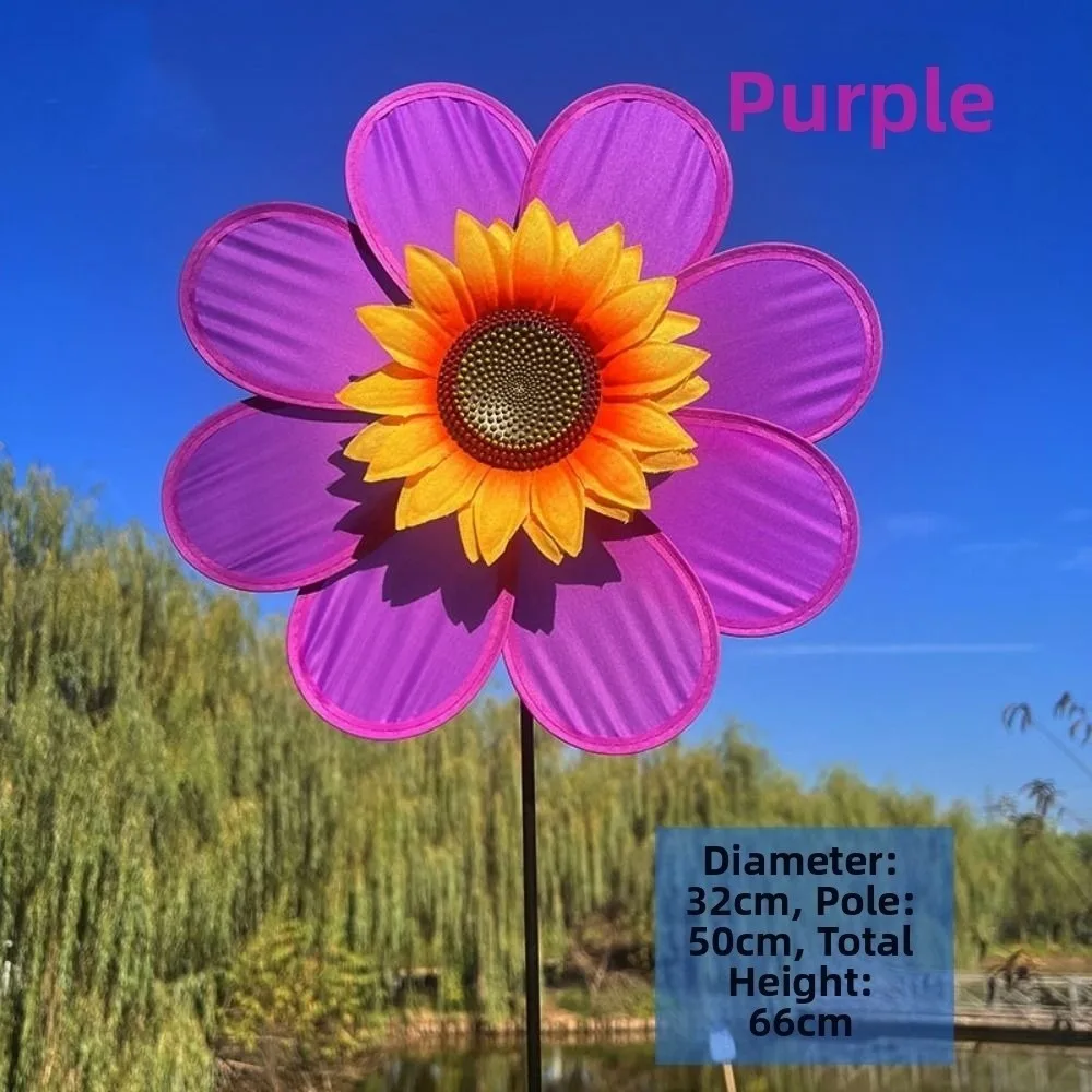 

Multistyles Sunflower Windmill PVC Diameter 26/32cm Stake Standing Lawn Flower Pinwheel Garden Yard Wind Spinner