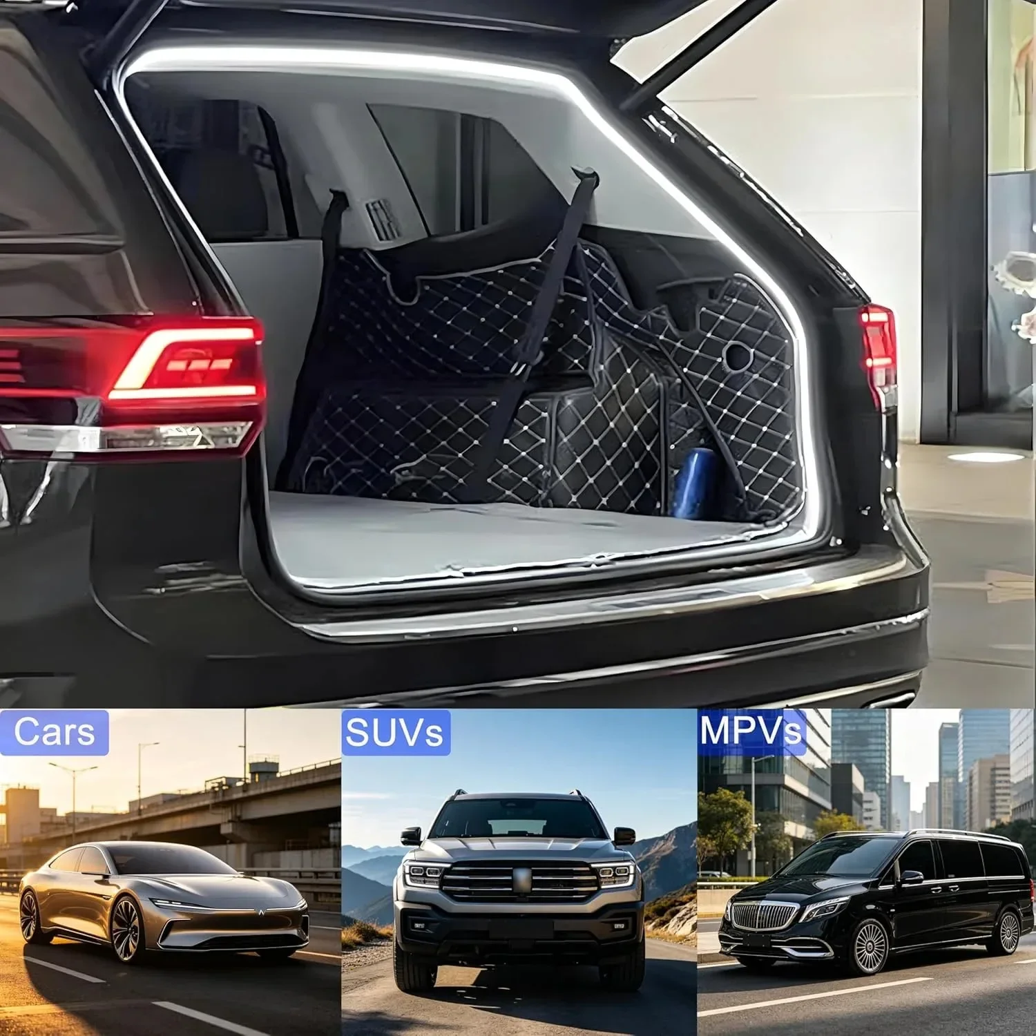 Dynamic Wiring Free Auto Sensing LED Trunk Light Strip High Brightness Tailgate Ambient Lamp 2M 4M Car Interior Decor