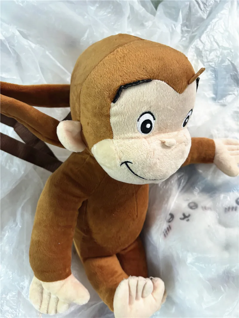 New Cute Curious George Monkey Kids Girls Plush Stuffed Backpack Bags Bag For Children