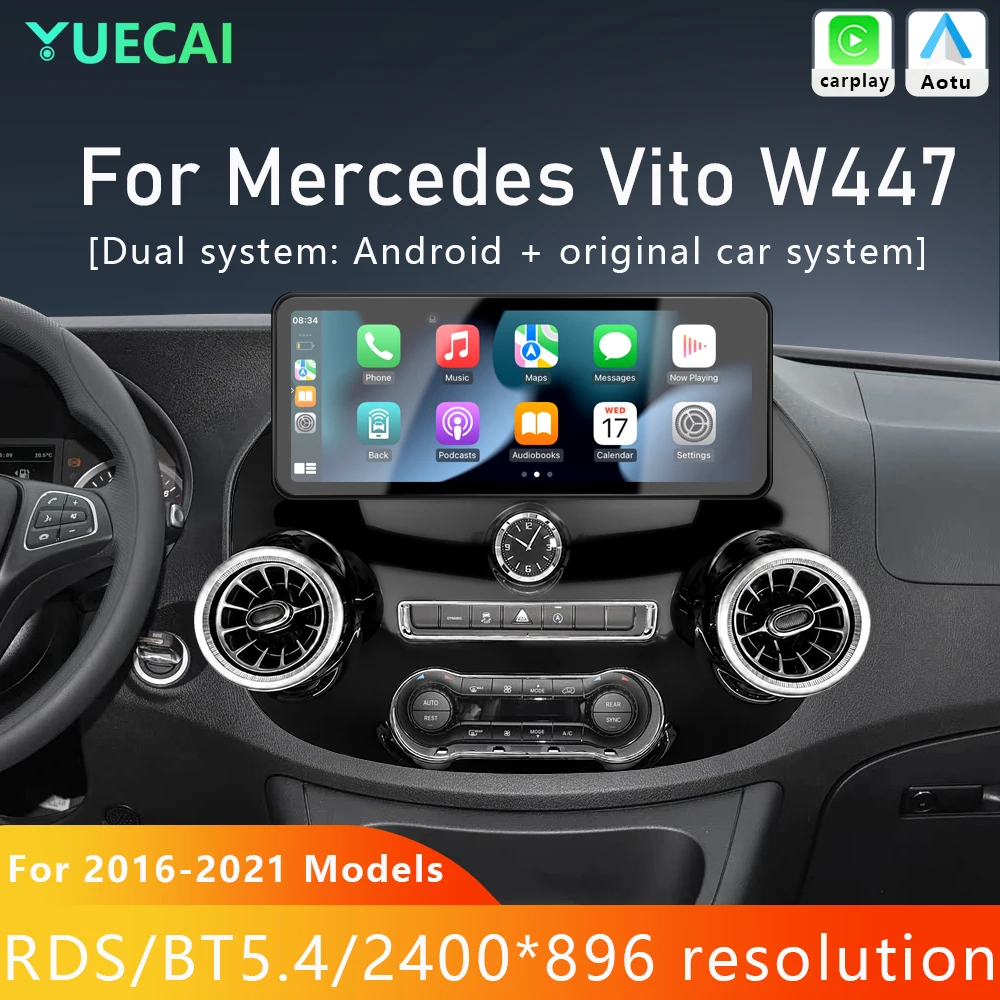 Suitable for Mercedes-Benz Vito Touch Screen Navigation System Compatible with W447 Models 2014-2022 Car Radio Multi-Function