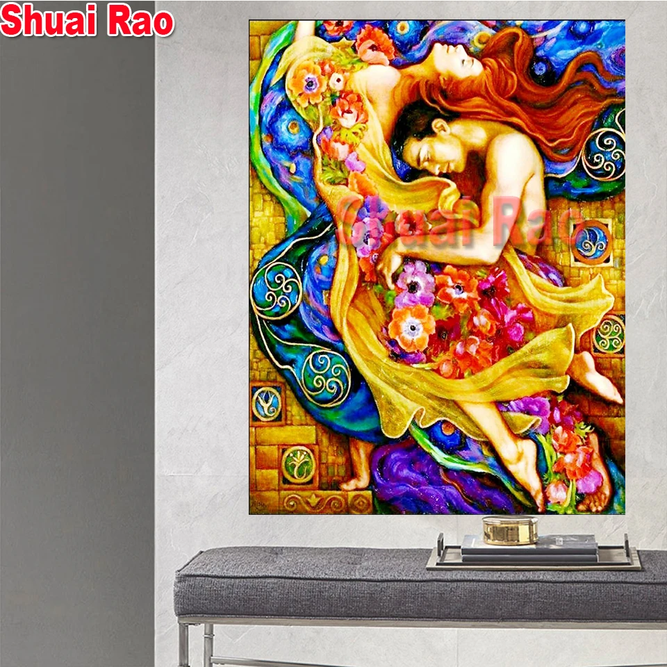 

Abstract 5d diy Diamond Painting Gustav Klimt kiss Portrait art Diamond Embroidery,3d Cross Stitch,diamond Mosaic lover gift,