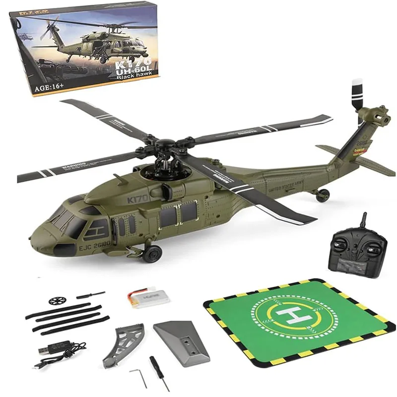 

K170 UH60L Remote Controlled Helicopter 2.4Ghz 4CH RC Aircraft Plane Heli Aileronless 6-Axis Gyroscope Altitude Hovering