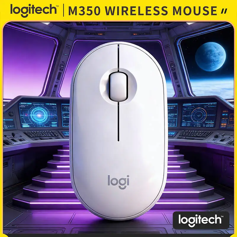 

Logitech M350 Ergonomic Optical Mouse - Comfort Grip, Silent Clicks, USB Storage, 18-Month Battery, Works with Tablet iPad PC