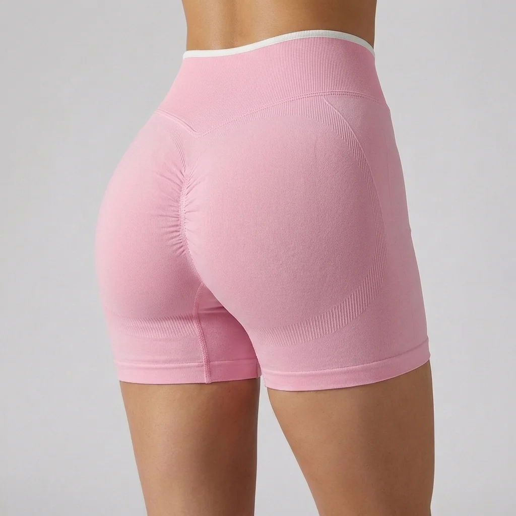 Damen High-Waist Nahtlose Yoga-Shorts Sommer Hochelastische Gym-Shorts Laufshorts Pilates-Bekleidung Radsport-Trainingsshorts – Detail 3