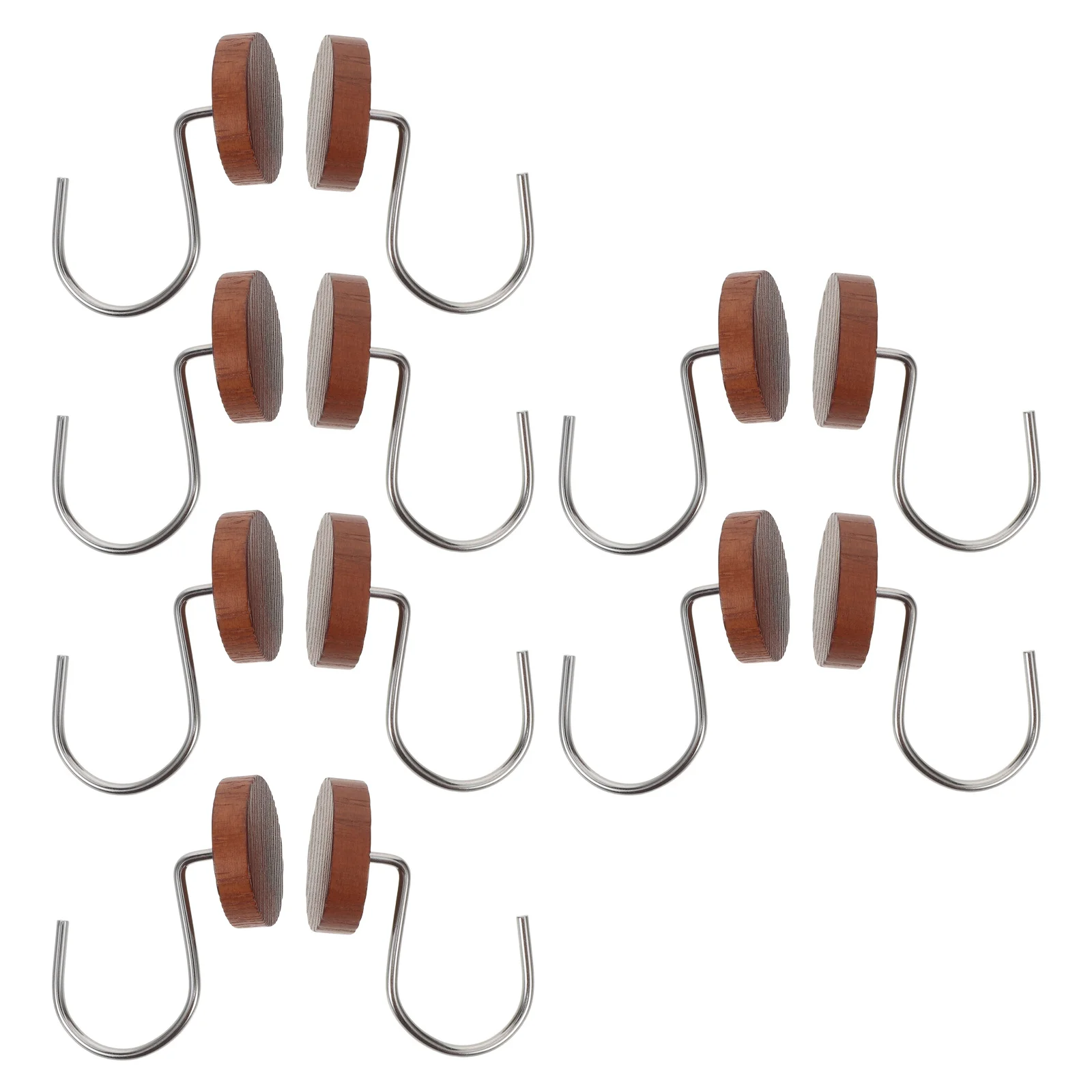 

12Pcs Wood and Metal Shower Curtain Hooks Natural Finish Heavy Duty Rustic Style Easy Clean Bathroom Accessories Brown