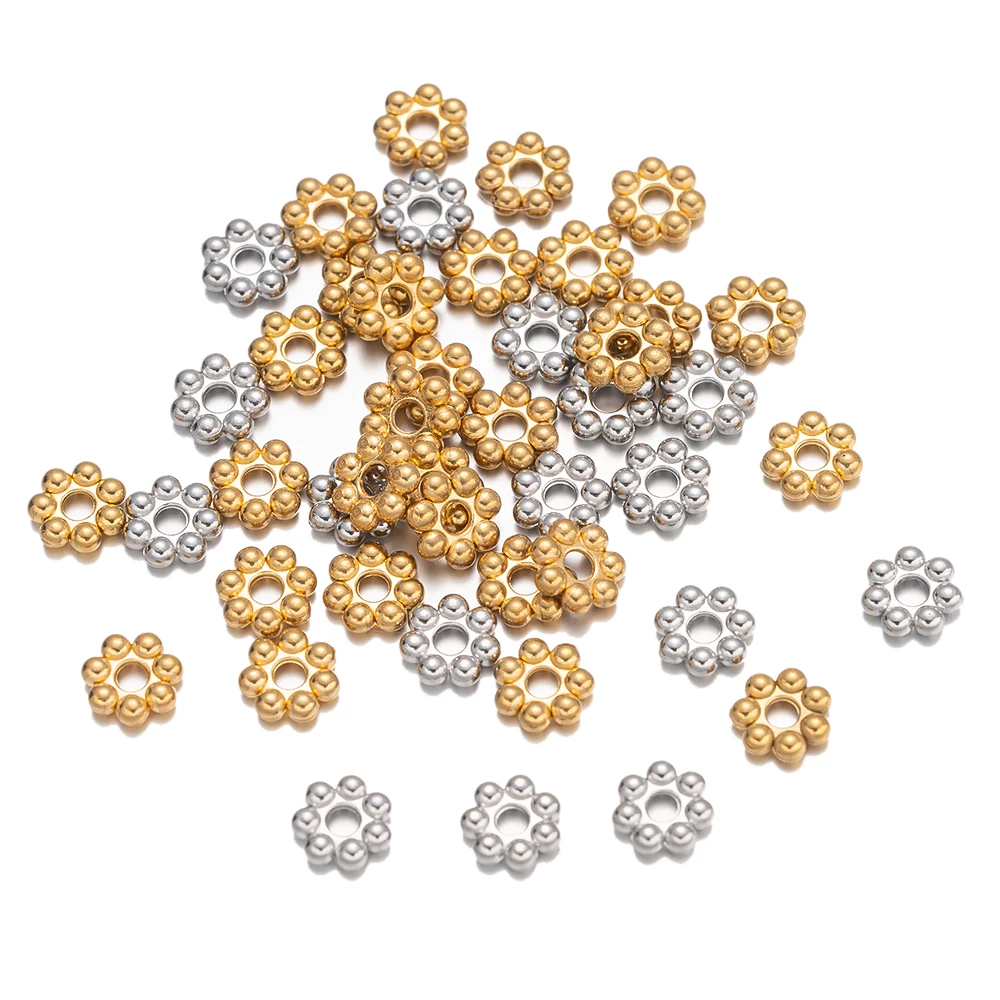 Perles d'espacement en acier inoxydable pour bracelets de bricolage, détruire AndrSnowflake Flower, colliers de la présidence, fournitures de bijoux de direction, accessoires, 20 pièces